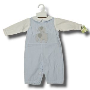 Petit Ami Blue Gingham Elephant Longall with Blue Undershirt Size 6 Month